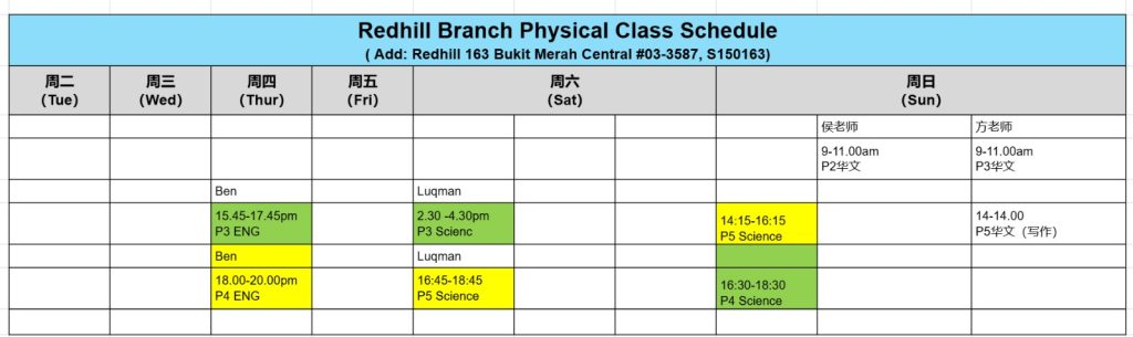 Timetable for Oxkids Redhill centre